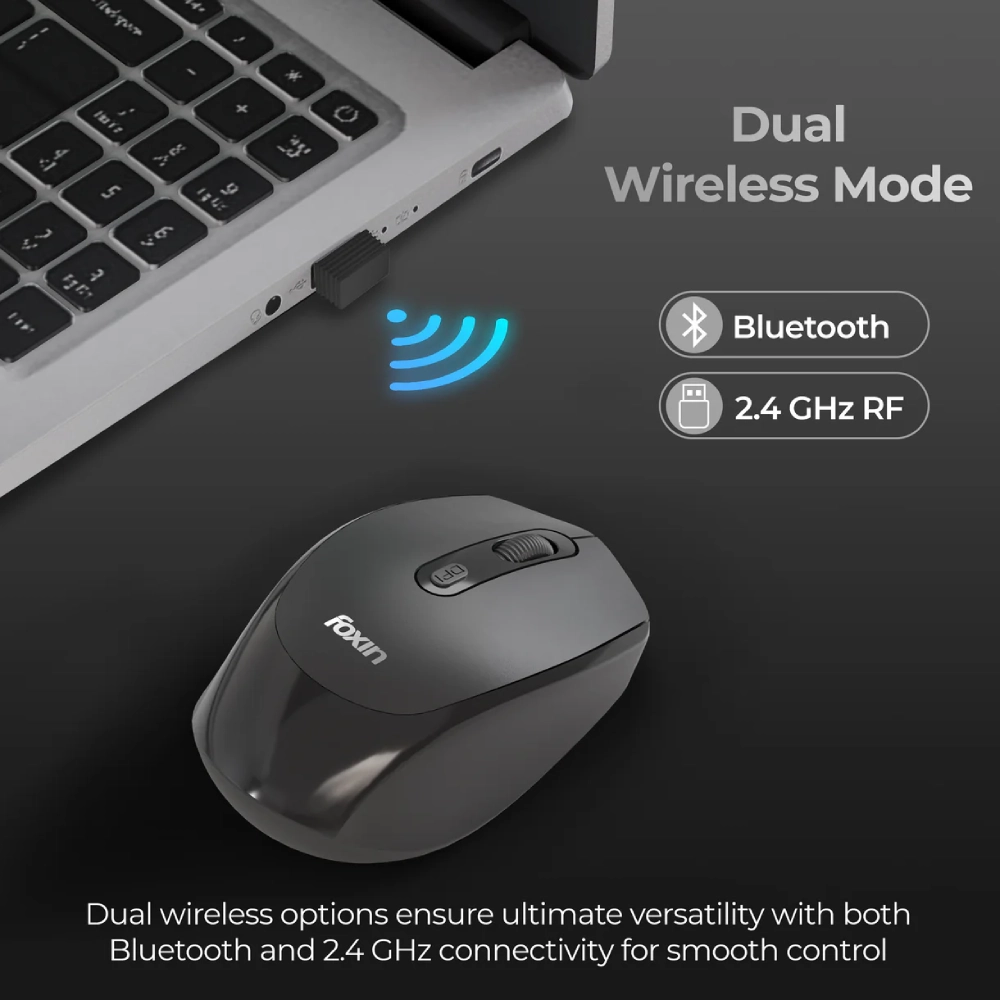 Foxin Wireless Mouse Flow 2.4G + BT (Flow) Black view 3